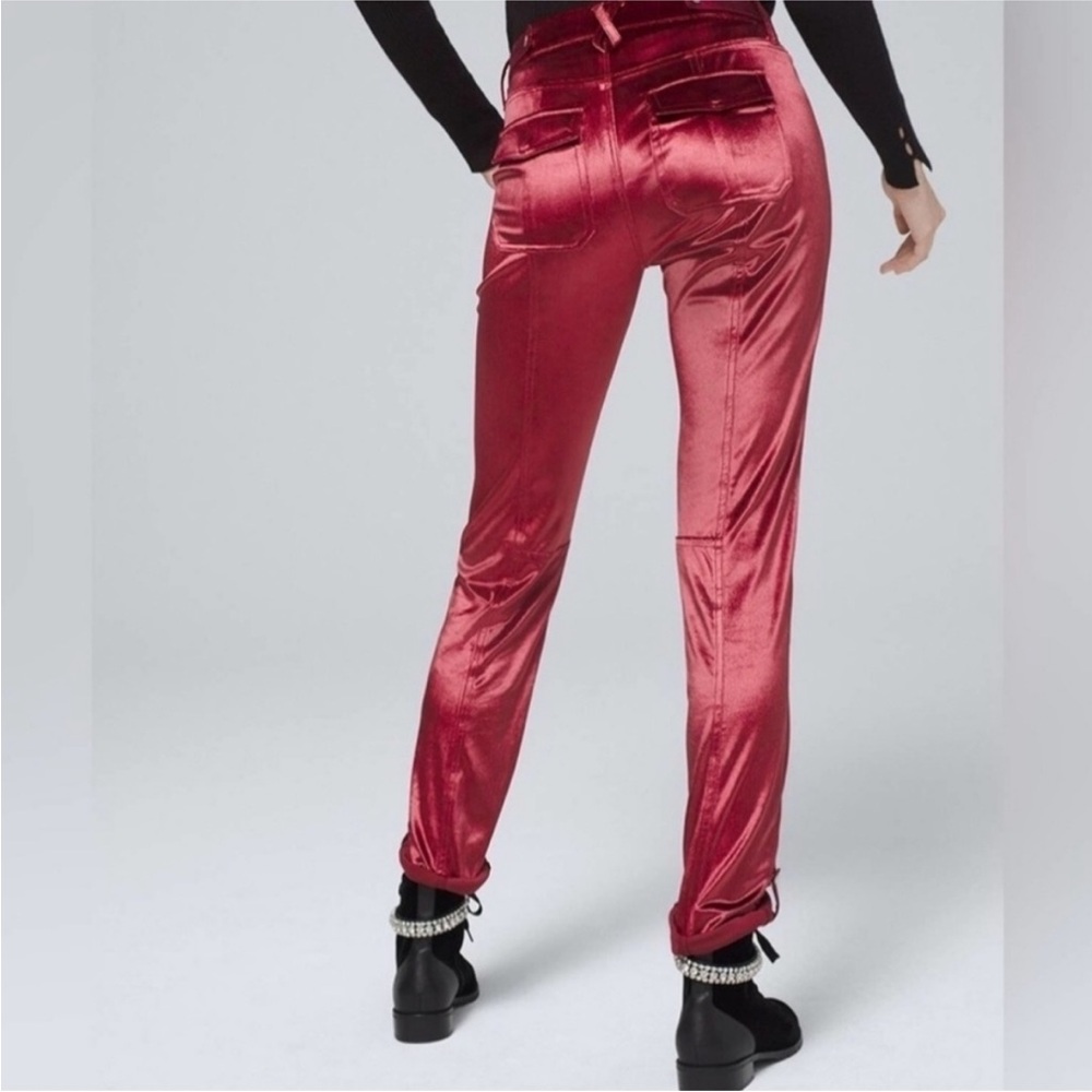 White House Black Market Dark  Sangria Military Sleek Velvet Straight Pants